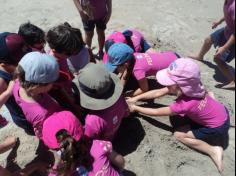 Infantil II explorando o ambiente da praia