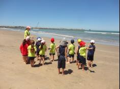 Infantil II explorando o ambiente da praia