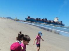 Infantil II explorando o ambiente da praia