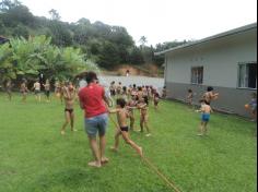 Brincadeiras com água no Espaço Verde