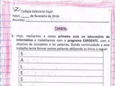 Primeira aula de Informática dos Segundos anos