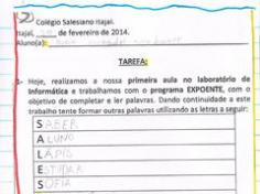 Primeira aula de Informática dos Segundos anos