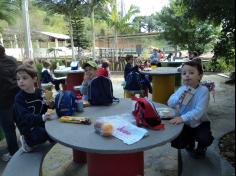 Grupos Peixe e Música em uma tarde de estudos e brincadeiras no Espaço Verde